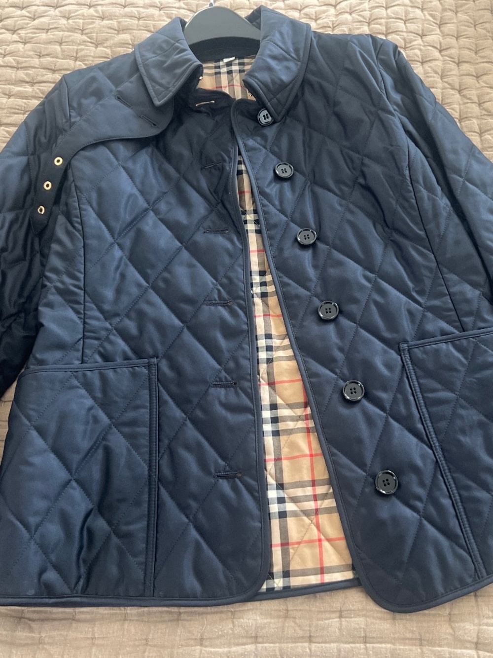 New Burberry Fernleigh Quilted Jacket navy blue